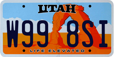 UT license plate W998SI