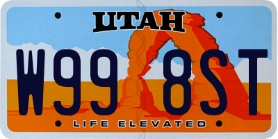 UT license plate W998ST