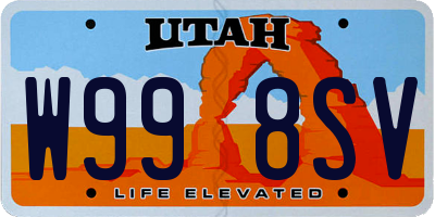 UT license plate W998SV