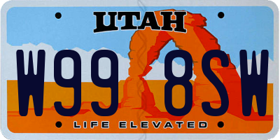 UT license plate W998SW