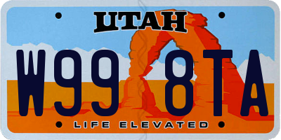 UT license plate W998TA
