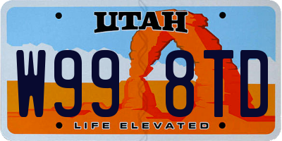 UT license plate W998TD