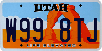 UT license plate W998TJ