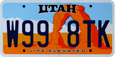 UT license plate W998TK