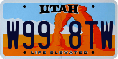 UT license plate W998TW