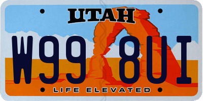 UT license plate W998UI