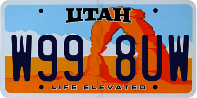 UT license plate W998UW