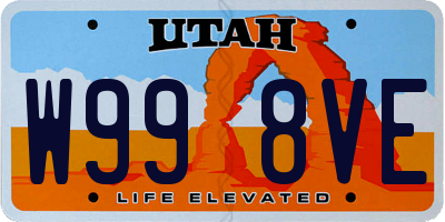 UT license plate W998VE