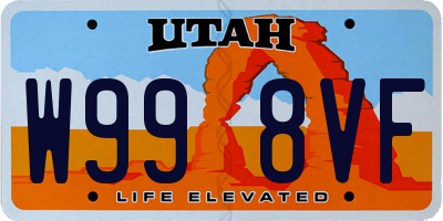 UT license plate W998VF