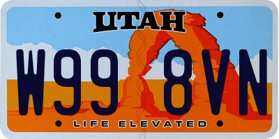 UT license plate W998VN