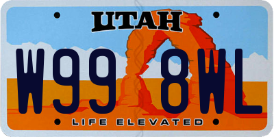UT license plate W998WL