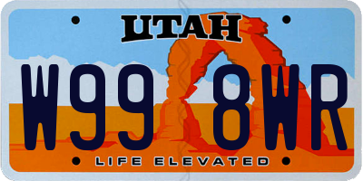 UT license plate W998WR