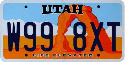 UT license plate W998XT