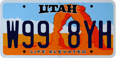 UT license plate W998YH