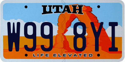 UT license plate W998YI