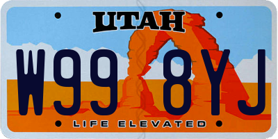 UT license plate W998YJ