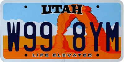 UT license plate W998YM