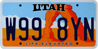UT license plate W998YN