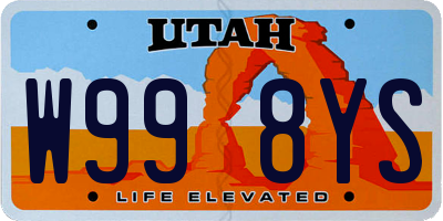 UT license plate W998YS