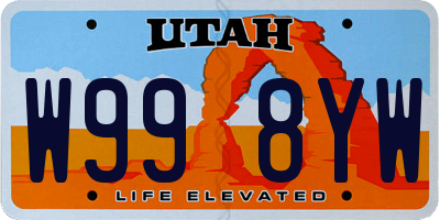UT license plate W998YW