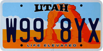 UT license plate W998YX
