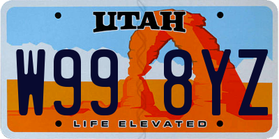 UT license plate W998YZ
