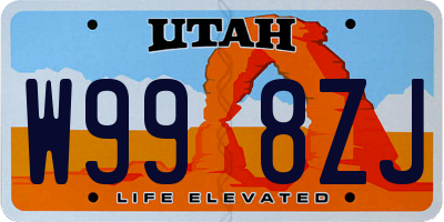UT license plate W998ZJ