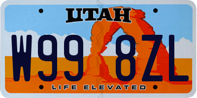 UT license plate W998ZL