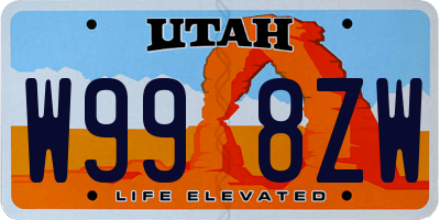 UT license plate W998ZW