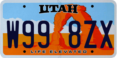 UT license plate W998ZX