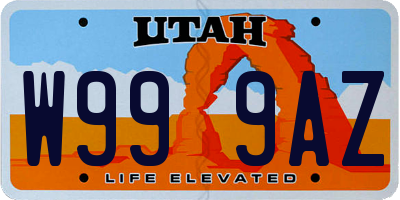 UT license plate W999AZ