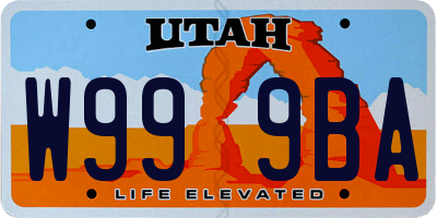 UT license plate W999BA
