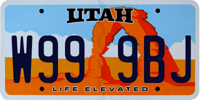 UT license plate W999BJ