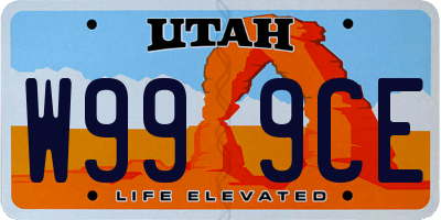 UT license plate W999CE