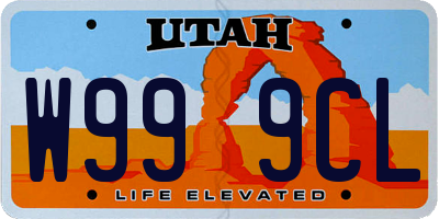 UT license plate W999CL