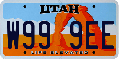 UT license plate W999EE