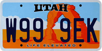 UT license plate W999EK
