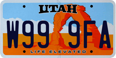 UT license plate W999FA