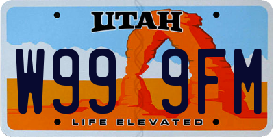 UT license plate W999FM