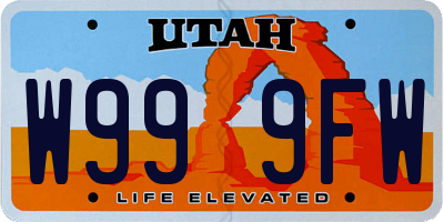UT license plate W999FW