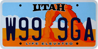 UT license plate W999GA