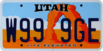 UT license plate W999GE