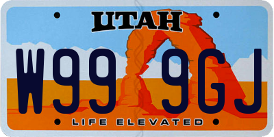 UT license plate W999GJ