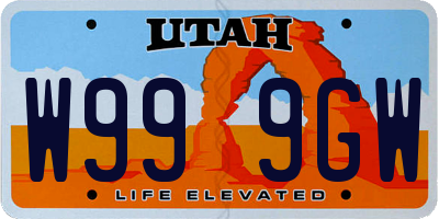 UT license plate W999GW