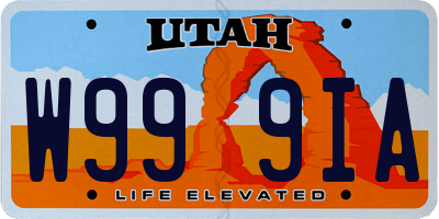 UT license plate W999IA