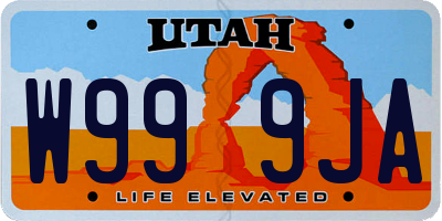 UT license plate W999JA