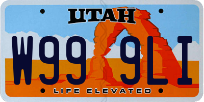 UT license plate W999LI