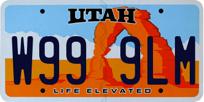 UT license plate W999LM