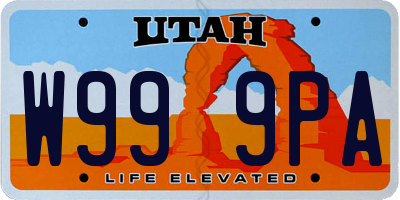 UT license plate W999PA