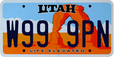 UT license plate W999PN